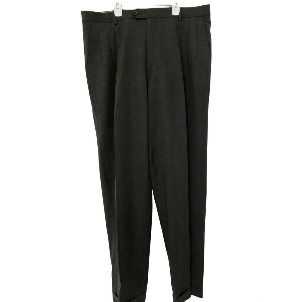 Vito Ruffolo Wool Pleated Dress Pants Mens 38 Waist Brown Classic Fit Pre-Owned